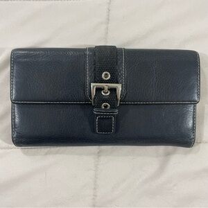 Levenger Black Leather Wallet Contrast Stitching